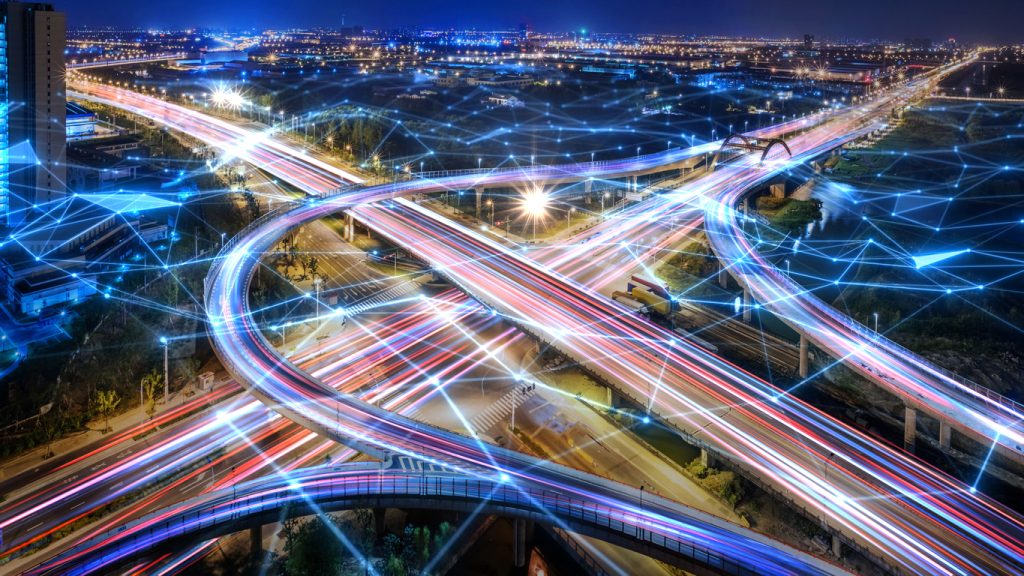 Rush hour fast car moving night city ,Fast moving traffic drives moving fast light each effect line light cg time lapse